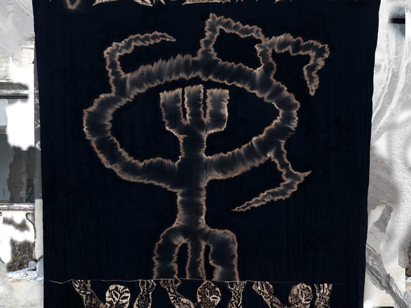 Stach Szumski, Writing evolution timeline, 2020-2021, bleach on cotton. Courtesy of the artist.